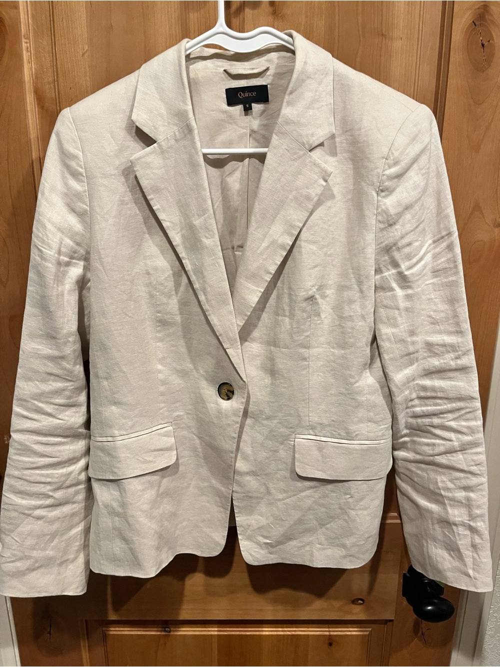 Quince Cream Linen Single-Button Blazer